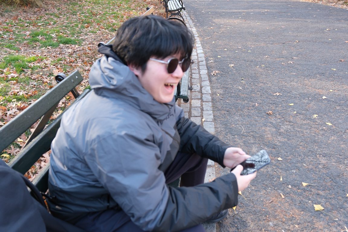 On a park bench in late autumn